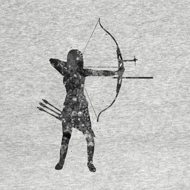 Archery girl black and white by Yahya Art